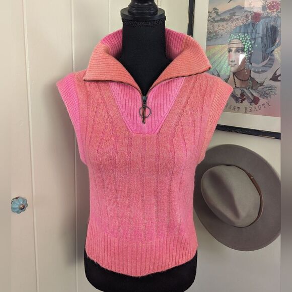By Anthropologie Ombre Sweater XS Barbiecore Preppy Cozy Academia Cotton Candy - Picture 3 of 14